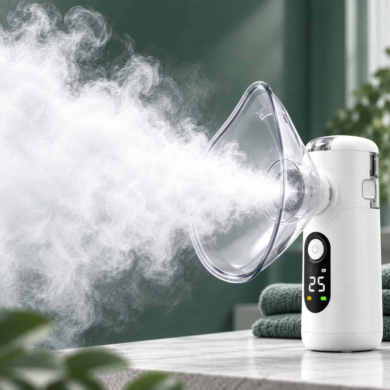 Ultra-quiet, portable mesh nebulizer for children, featuring a USB-C rechargeable design, fine mist output, and a replaceable mesh screen