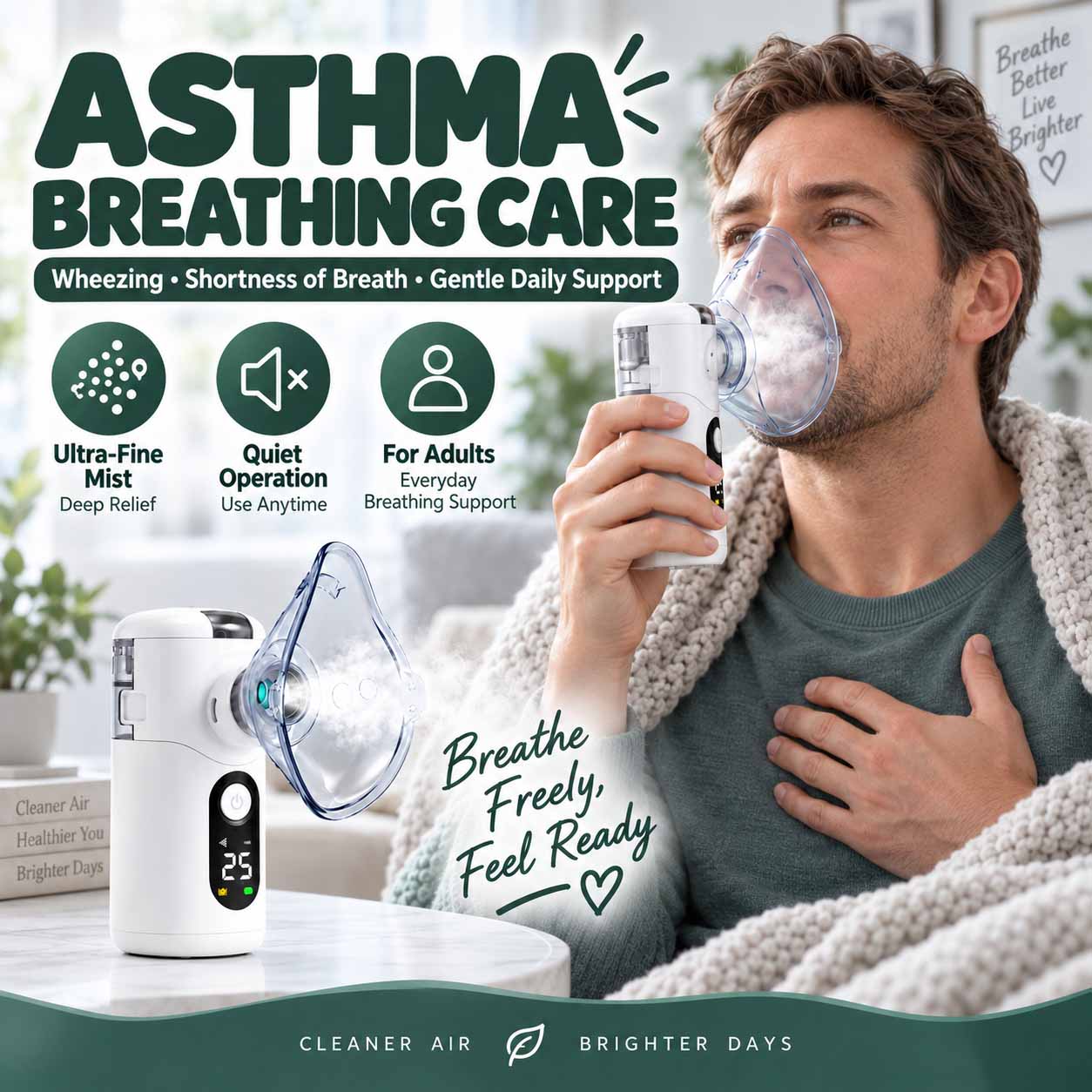 Portable mesh nebulizer with ultra-fine mist output, USB-C charging, one-button control, and a replaceable mesh screen 6